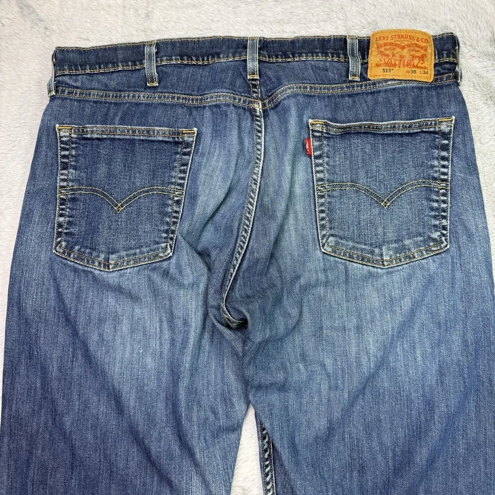 Levi's 513 Slim Straight Jeans Mens 38x34 Blue Good Medium Wash Denim